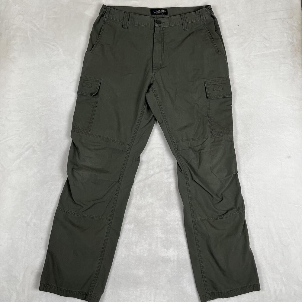 LAPG Core Cargo Pants Mens 36x34 Green Ripstop Relaxed Fit Workwear Utility